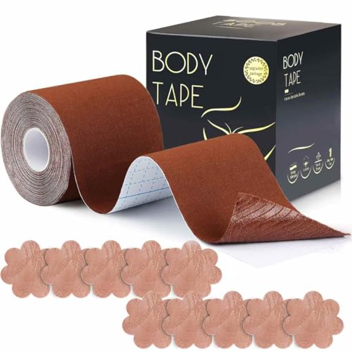 Invisible Breast Lift Tape with Lace Petal Backless Nipple Cover, Boob Tape Body tape for Breast Lift A-G Cup