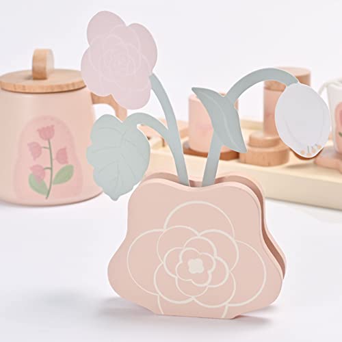 Mont Pleasant Wooden Tea Set For Little Girls, Wooden Toys, Toddler Tea Set Toy, Play Kitchen Accessories Set, Montessori Toys, Kids Play Kitchen Pretend Playset Toys For Baby Tea Party With Play Food #TOP3