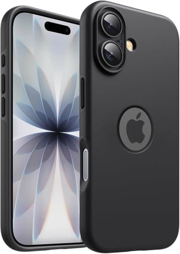 Image of Elzzi Microfiber Logo Cut Cover Compatible for iPhone 17 Case Liquid Silicone Cases Full Body 4 Layer Protective Covers Shockproof Back Cover with High Raised Camera Lips (Black)
