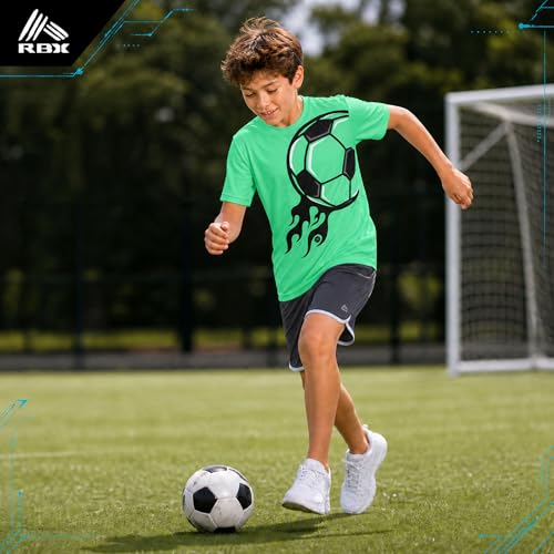 Image of RBX Boys Athletic Shorts Set - 2 Piece Active Performance Graphic Tees and Mesh Gym Shorts for Boys With Elastic Waistband