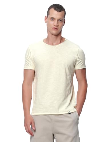 Image of Bewakoof Men's Cotton Solid Regular Fit Half Sleeve Round Neck T-Shirt | Bewakoof Air 1.0 | Tshirt for Men Cotton| Casual Wear | Street Wear