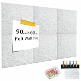 DAWNYIELD 6 Piezas Corcho Pared Autoadhesivo 30x30 cm, Tablón de Anuncios con Chinchetas y Piezas de Montaje (Gris claro)