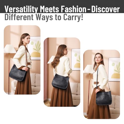 Image of WOOMADA Hobo Handbag for Women Vegan Leather Crossbody Bags Trendy Shoulder Bag with 2 Adjustable Strap