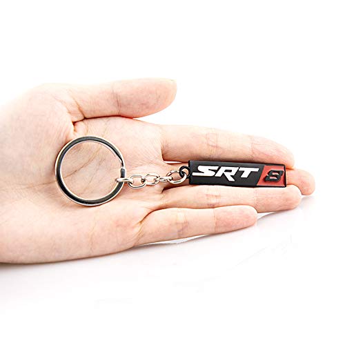 KKY Best 1pc SRT8 Emblem Keychain Metal Car Keyring for Dodge Challenger Charger Key Chain (Black)