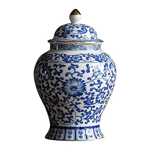 Fenteer Dekoratives Ingwerglas aus Keramik für, glasierte, handbemalte Blumenvase, Wohnzimmerdekoration Cover