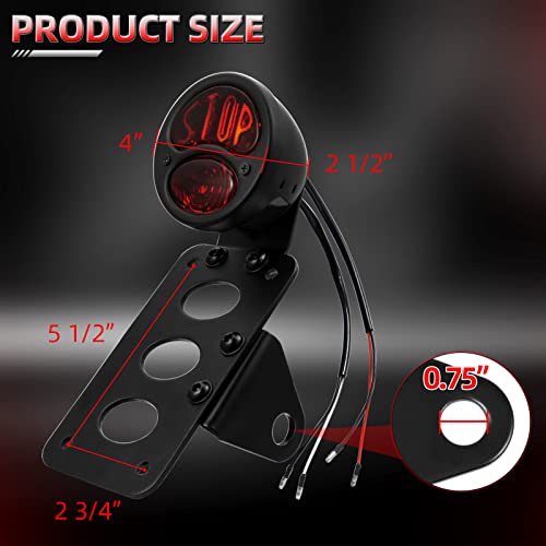 Image of Amazicha Motorcycle 3 /4 inch Axle Hole Side Mount License Plate Bracket LED Brake Tail Light Compatible for Harley Davidson Sporster Bobber Chopper cafe
