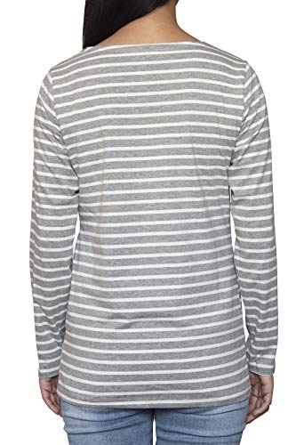 Smallshow Premamá Tops Camisas De Lactancia Materna De Manga Larga para Mujeres Grey Stripe L