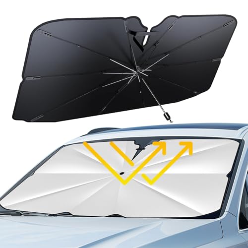 Sonnenschutz Auto Frontscheibe Innen,Faltbarer Sommer Sonnenschirm,Sonnenschutz Auto,Carbonfaser-Skelett,mit UV Schu,für die meisten Autos SUVs