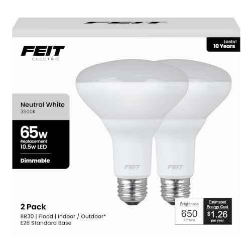 Image of Feit Electric BR30 LED Flood Light Bulb, 65W Eq, Neutral White, 2 Pack
