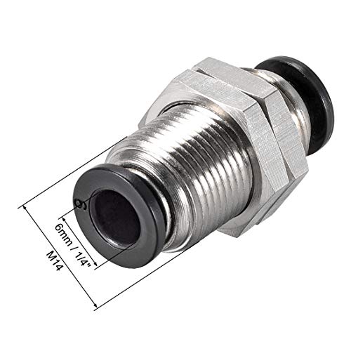 sourcing map Straight Pneumatic Push to Quick Connect Fittings Bulkhead Union 6mm Tube OD X 6mm Tube OD 2pcs