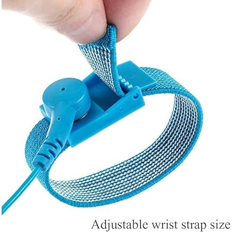 Image of Rojex ESD Wrist Strap (Pack of 1) Anti Static Grounding Bracelet with 6ft Coiled Cord Adjustable Fit for PC Building Electronics Repair & DIY Projects