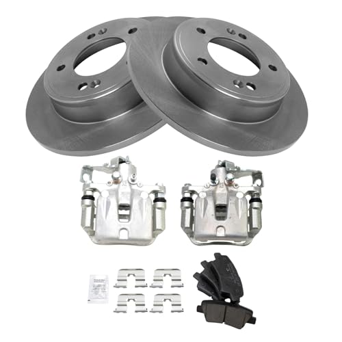 Image of TRQ Rear Brake Pad & Rotor Kit Ceramic Compatible with 2013-2016 Hyundai Elantra GT 2012-2016 Veloster