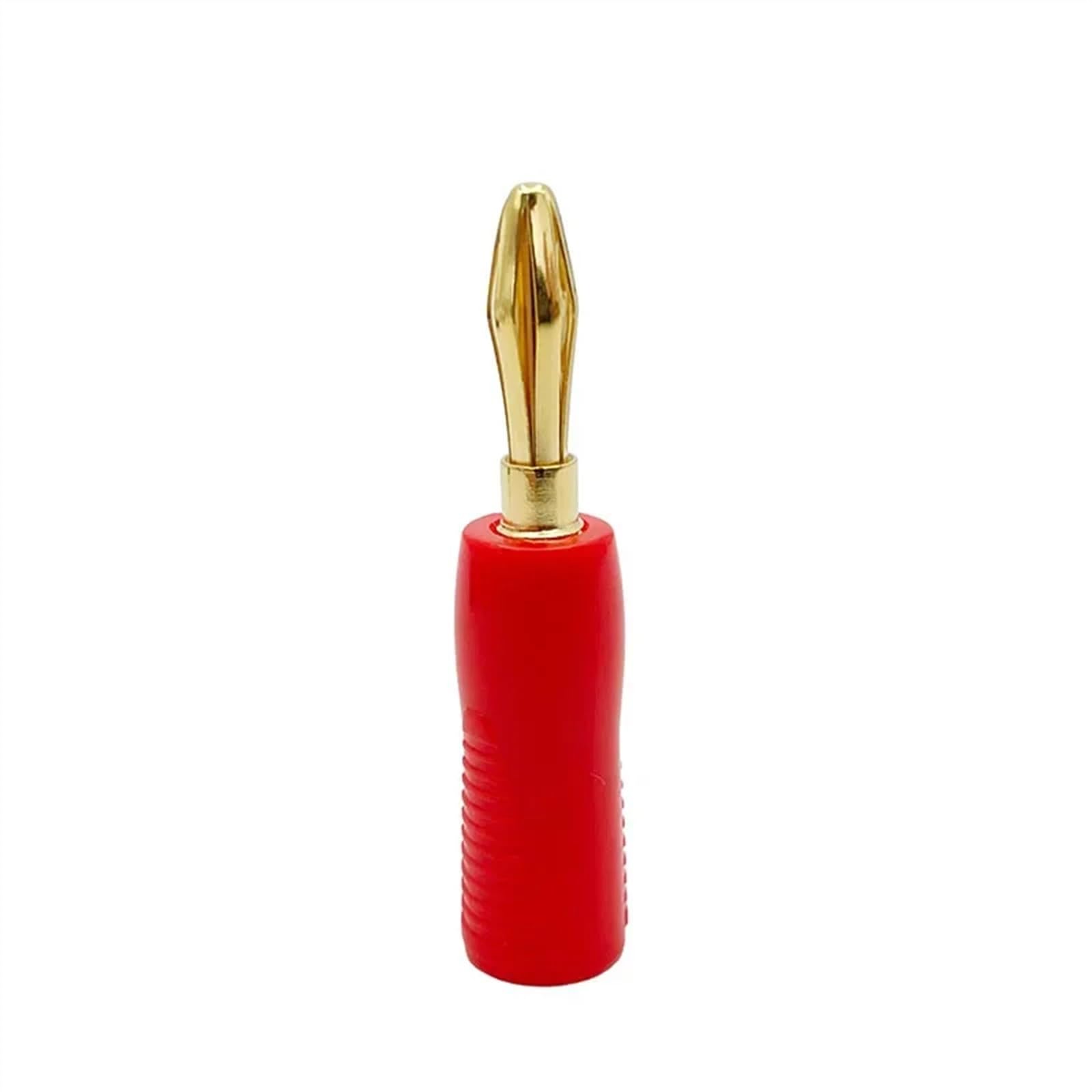10 pièces 4mm fiches Banane plaqué Or Coque antidérapante câble de Haut-Parleur Musical Broche de Fil connecteurs de fiche Banane(10 Red)