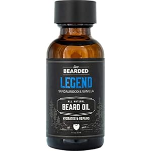 Live Bearded: Beard Oil – Premium All-Natural Beard Oil for Men with Jojoba Oil Beard Care – 1 fl oz – Made in the USA – Beard Oil for Dry Flaky Skin – Legend Scented: Vanilla, Sandalwood Beard Oil
