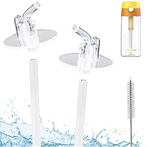Straws for 500 ml Jarlson Tritan Bottle + Straw Brush - Pack of 2 - 2 Silicone Mouthpieces, 2 Straw Extensions and 1 Straw Brush - BPA Cover