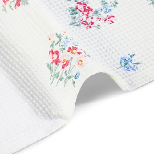 Image of haus & kinder Regalia Waffle Bath Towel | Honeycomb Bathing Towels | 100% Cotton Towel for Men, Women | Gym Towels, Spa Towel | Ultra Absorbent Towel | 160 GSM | Floral Drift White | 70x150cm