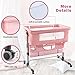 Ihoming Bedside Bassinet Sleeper for Baby Pink Adjustable Baby Bed for Infant Newborn Baby Bedside Crib with Storage Basket Easy Folding Bassinet for Baby Girl