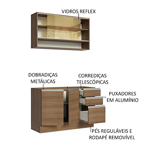 Armário de Cozinha Compacta 120cm Rustic Glamy Madesa 02