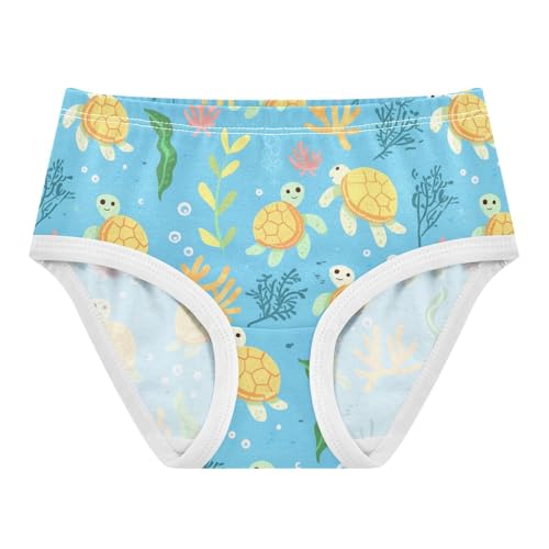 Wusikd Cute Little Turtle Girls' Underwear Cotton Yellow Shells Girls Briefs Soft Toddler Underwear 2T