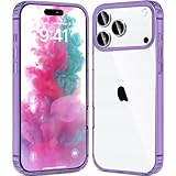 JJGoo Compatiable with iPhone 17 Pro Case Clear, Transparent Shockproof Phone Cases, Slim Anti-Scratch Hard PC Back Protective Cover Bumper, Purple