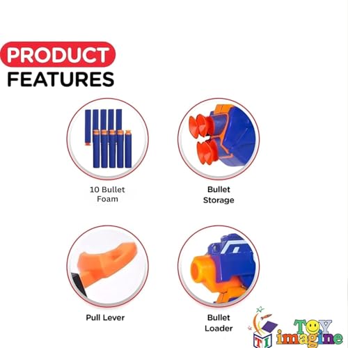 Toy Imagine Blaze Storm Gun for Kids 6-12 – Air Soft Toy Gun Pistol with 10 Suction Darts – Shooting Game for Boys 7-14 Years – Indoor Outdoor Sniper Toy Gift – Gel Blaster Style Design