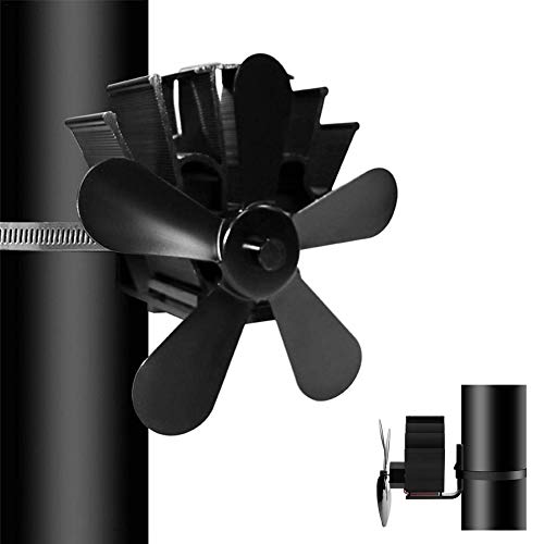 Ventilador de estufa sin corriente, ventilador con 4 hojas, funcionamiento silencioso para estufa de leña (5 hojas)