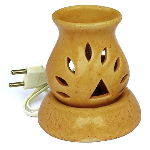 Image of Indian Fragrance Ceramic Electric Aroma Diffuser Lamp| Oil Burner Night Lamp for Home, Bedroom & Office | Decorative Fragrance Diffuser with Warm Light (Black, Rose)