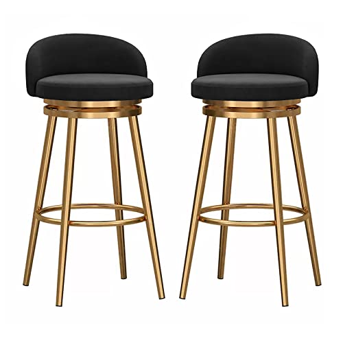 Juego de 2 taburetes de bar giratorios con asientos tapizados y reposapiés para el hogar, cocina y comedor