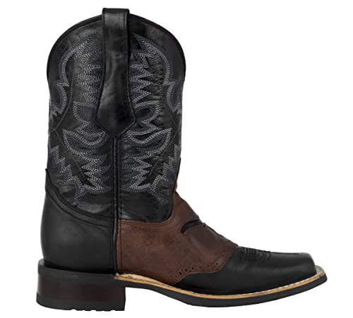 Texas Legacy Mens Black Western Leather Cowboy Boots Longhorn Bull Square Toe2