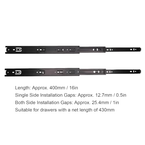 Guía para cajones de acero laminado Spacnana, rendimiento superior de 16 pulgadas 8