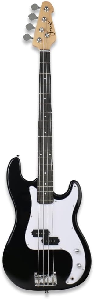 Fojill Full Size Electric Bass Guitar Four 4 String Right Handed with Gig Bag Strap Cable(FPB-50BK)