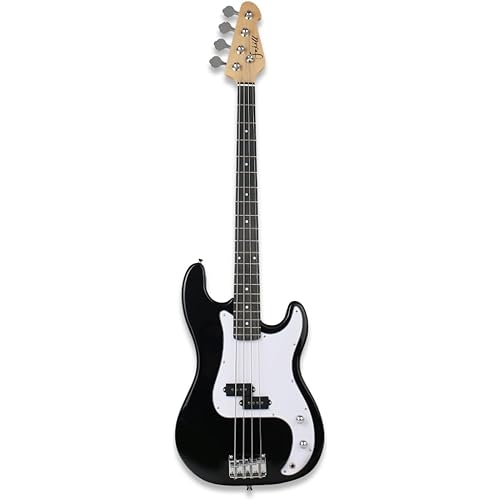 Fojill Full Size Electric Bass Guitar Four 4 String Right Handed with Gig Bag Strap Cable(FPB-50BK)