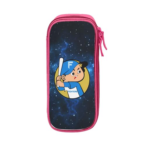 For 北海道日本ハムファイターズ ペンケース 筆箱 2層 文具ポーチ 大容量 おしゃれ 学生用 大人 通学 通勤 多機能 誕生日 Pink