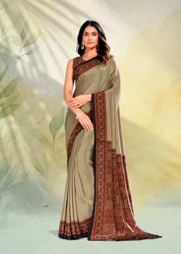 Image of Jaanvi fashion Women's Crepe Silk Saree with Unstitched Blouse Piece | Soft Lightweight Traditional Ethnic Wear Saree for Party, Wedding, Festival