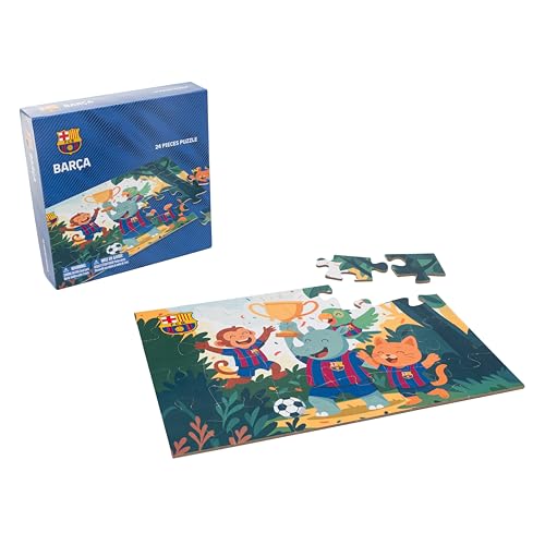 Miniland – Puzle Infantil FC Barcelona – 24 Piezas Desde 3 Años – Ilustración de Foto Oficial del Equipo – Juego Educativo para Motricidad y Lógica – Cartón Grueso y Seguro - Licencia Oficial Barça