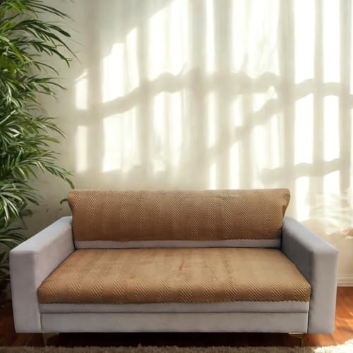 Image of Homerz Premium Velvet Sofa Cover Panel | Soft & Velvety Fabric | Rich Vibrant Colours | Sofa Protector for Living Room (Mustard, 1 Seater, Seat Cover with Backrest)