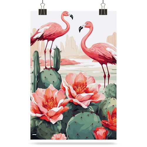 Impression vintage flamants roses de qualité pour salon - 8