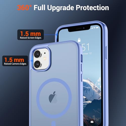 Image of SUPFINE Magnetic for iPhone 12 Mini Case & iPhone 13 Mini Case (Compatible with MagSafe) (Military Grade Drop Protection) Translucent Matte Shockproof Phone Cover,Blue Purple