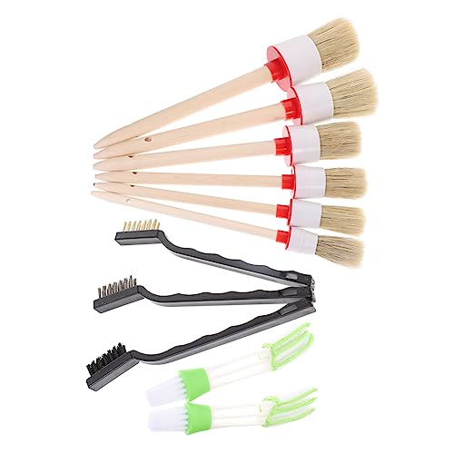 Anneome 1set Car Detailing Kit Interior Cleaning Brush Cars Trucks Motorcycles Ergonomic Handle High-Strength Material for Hard Reach Areas