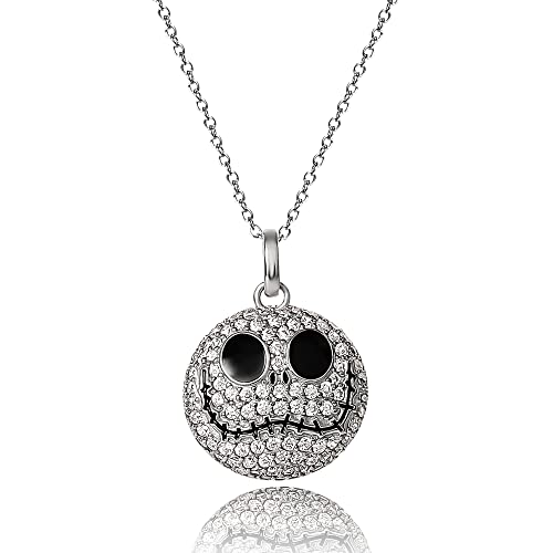 Disney The Nightmare Before Christmas Womens Necklace 18-inch - Sterling Silver and Cubic Zirconia Jack Pendant Necklace - The Nightmare Before Christmas Necklace