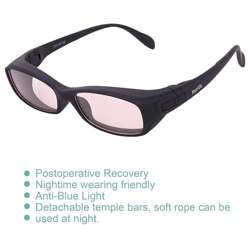 Image of Postoperative Reconstruction Moisture Chamber Glasses, Night Time Wearing Post-operative in one, Blue Light Blocking, Dry Eyes Relief Eyeglasses for Men /Women(Black)