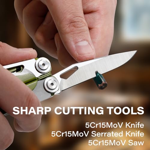 Image of 21-in-1 Multi Tool Pliers with Safety Locking and Spring-Action Scissors | Heavy-duty Stainless Steel Kit with Nylon Sheath for Work, Home, Garden, DIY & Auto, Olive Green
