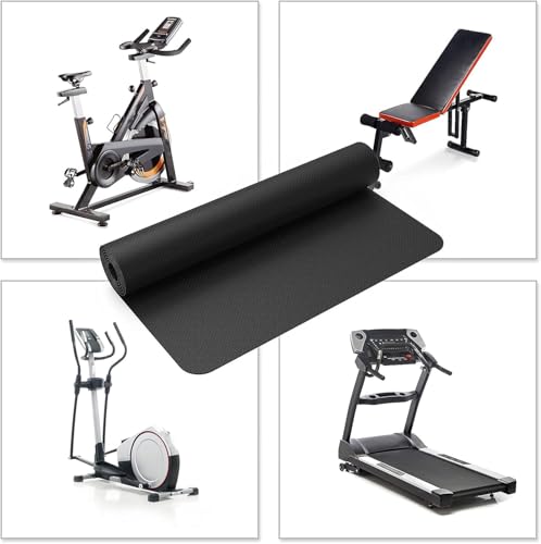 Treadmill Mat, Exercise Equipment Mat Heavy-Duty Protective Floor Mat for Under Stationary Bike, Spin Bike, Fitness Equipment, 180cm x 75cm, Black