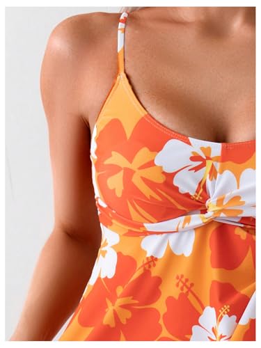 SOLY HUX Women's Tankini Swimsuits Floral Print Ruffle High Waisted Bathing Suits Summer Swimwear4