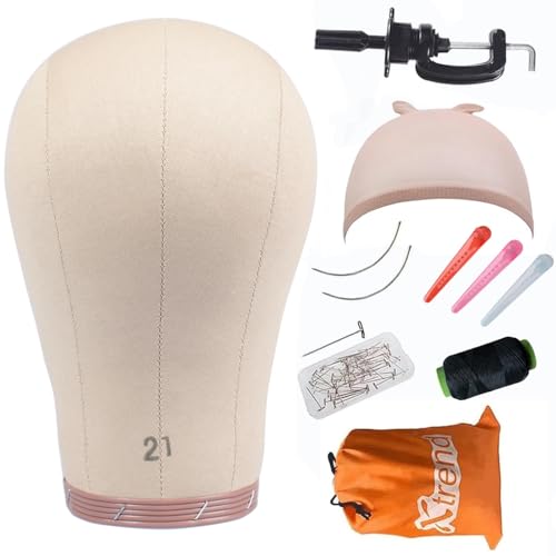 Tête de bloc en toile de liège perruque Xtrend 21 pouces avec support pour trame et extension