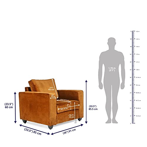 Image of Wakefit Sofa Set for Living Room | 3 Years Warranty | Sofa Set, 3+1+1 Seater Sofa, Wooden Sofa Set for Living Room, 5 Seater - Napper (Velvet Fabric, Amber)