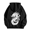 Générique Men's Jogging Sweatshirt Vintage Hoodie Medieval Dragon Print Hoodies Chinese Kung Fu Pullover Retro Mythology Antique Pullover Thermal Christmas, Black, XXL #4