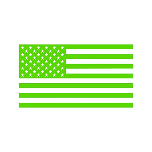 Image of American US Flag [Pick Color /Size] Vinyl Decal Sticker for Laptop /Car /Truck /Window /Bumper (18in x 10in, Matte Lime Green)