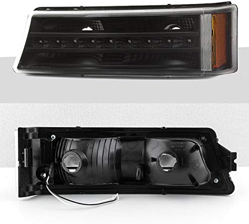 AKKON - For 2003-06 Chevy Silverado | 2003-07 Avalanche Black Headlights + LED DRL Bumper Turn Signal Lamps Pair