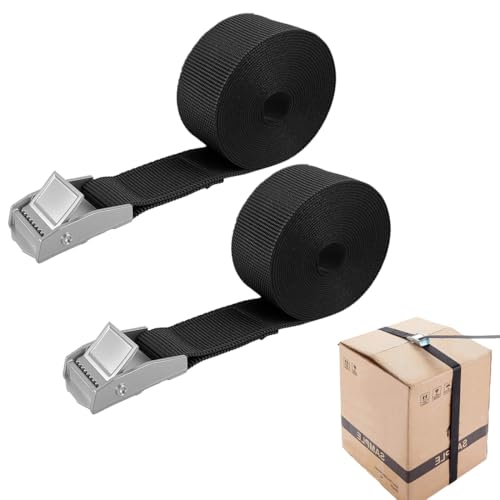 2 Stück Spanngurt Belastbar Bis 180 kg, 2 Meters Ratschenspanngurt Breite 25mm Zurrgurt, Verstellbare Befestigungsgurt mit Klemmschloss für Fahrrad, Motorrad, Gepäckpakete, Camping